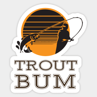 Trout Bum Fishing Sunset Sticker